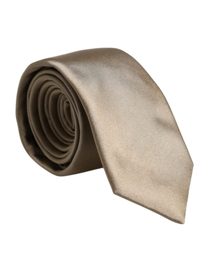 Dolce & Gabbana Beige Solid Silk Adjustable Necktie Tie - The Gentlemen's Vault
