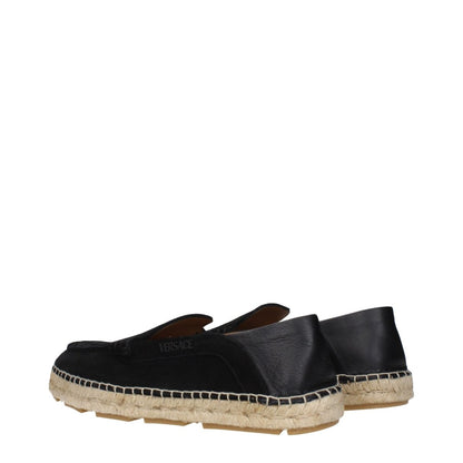 Versace Black Leather Espadrilles - The Gentlemen's Vault