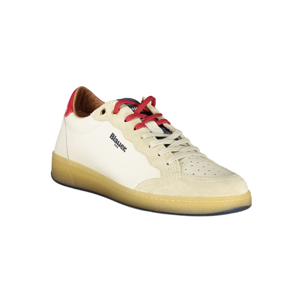 Blauer White Leather Men Sneaker - The Gentlemen's Vault
