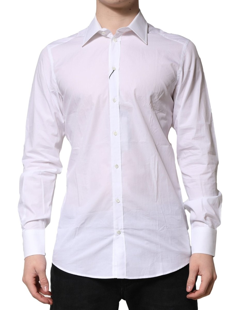 Dolce & Gabbana White Cotton GOLD Long Sleeves Formal Shirt - The Gentlemen's Vault