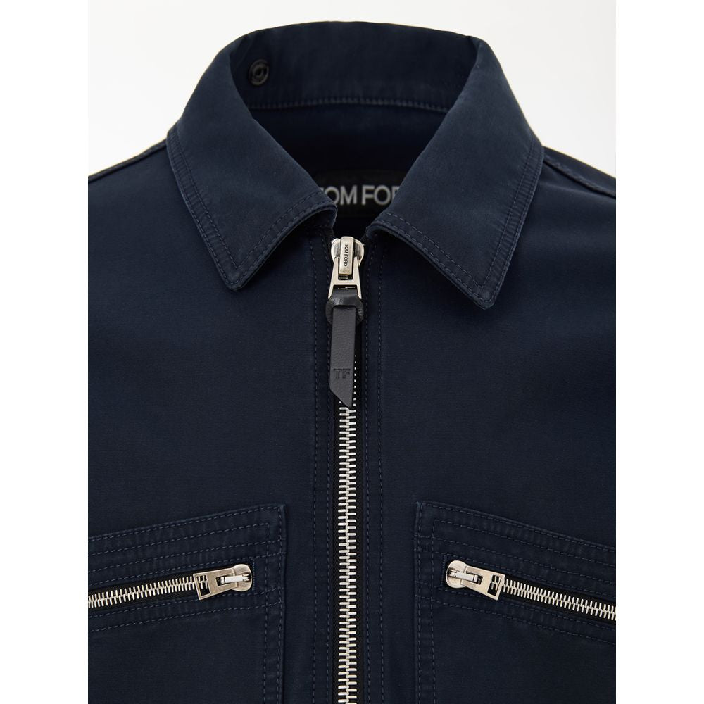 Tom Ford Blue Cotton Shell Jacket - The Gentlemen's Vault