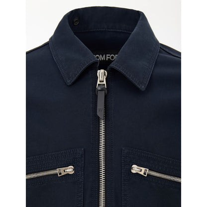 Tom Ford Blue Cotton Shell Jacket - The Gentlemen's Vault