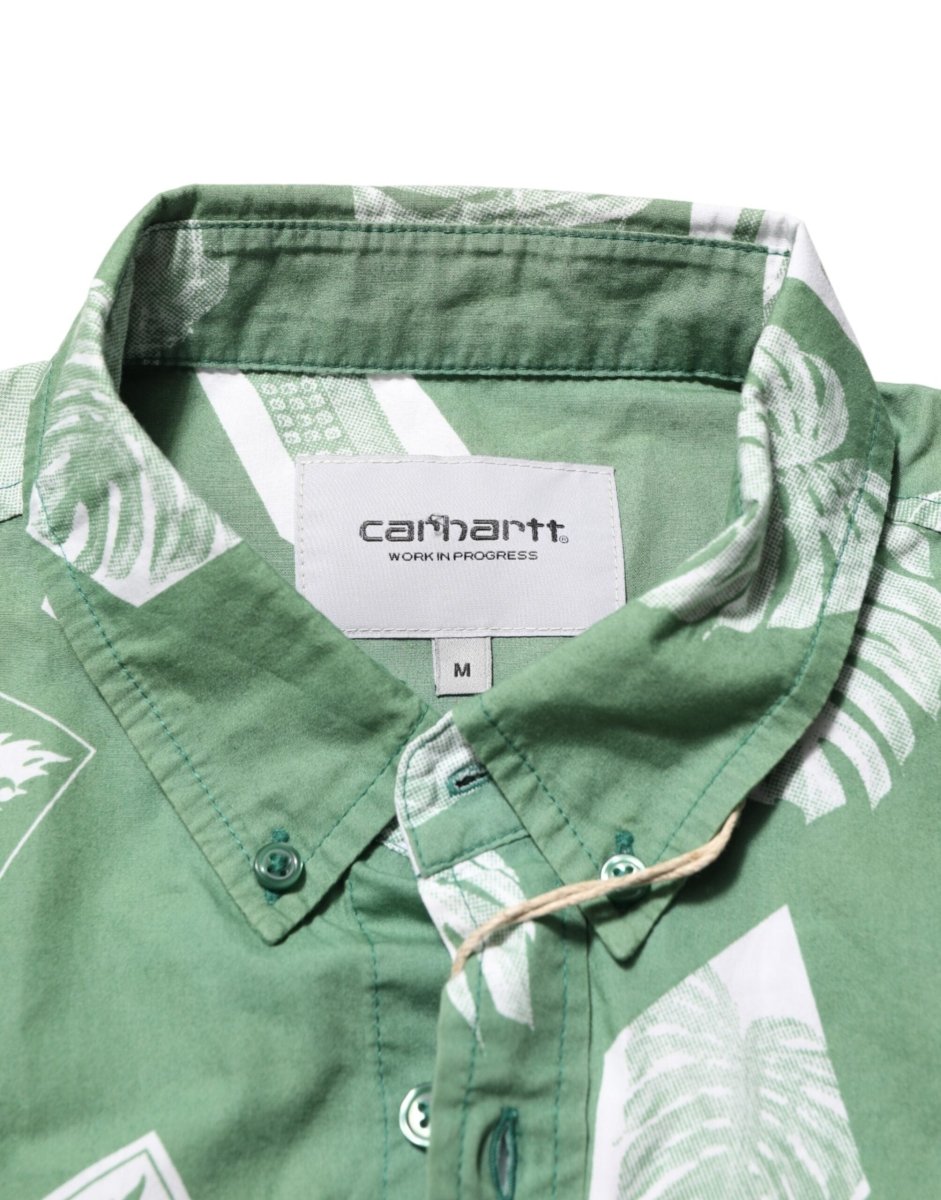 Carhartt Wip Green Printed Cotton Collared Short Sleeves Polo Shirt - The Gentlemen's Vault
