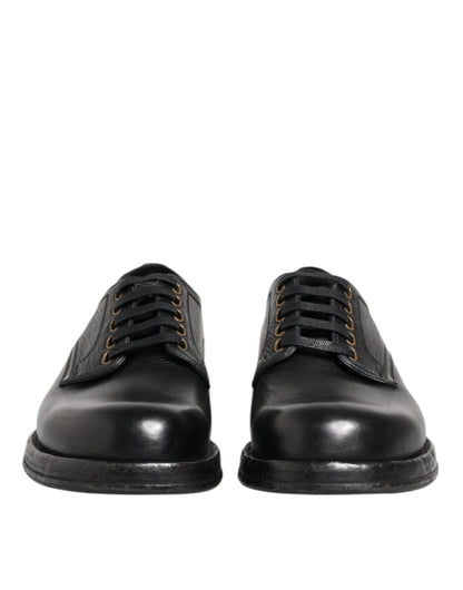 Dolce & Gabbana Black Leather Lace Up Derby Formal Shoes - The Gentlemen's Vault