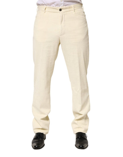 Burberry Beige Corduroy Cotton Straight Men Trouser Pants - The Gentlemen's Vault