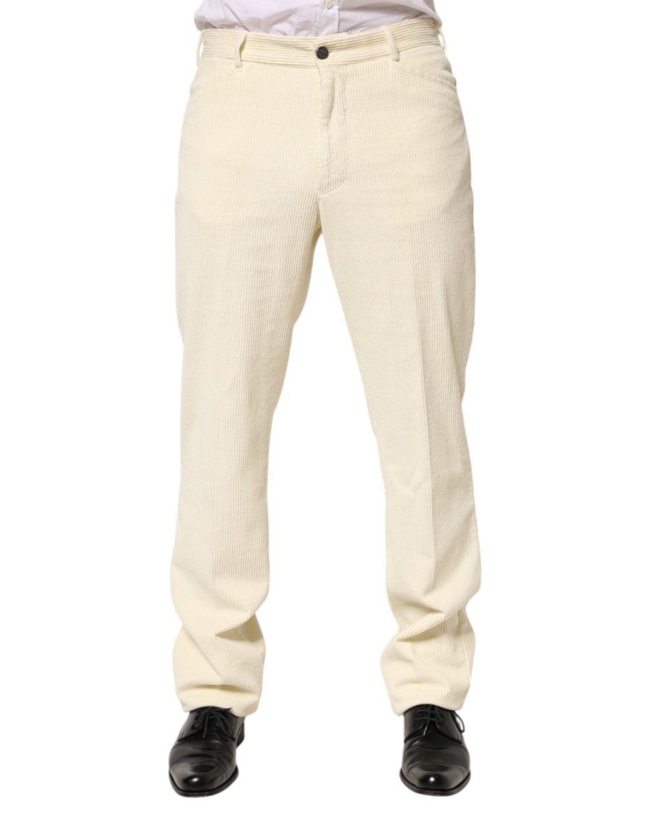 Burberry Beige Corduroy Cotton Straight Men Trouser Pants - The Gentlemen's Vault