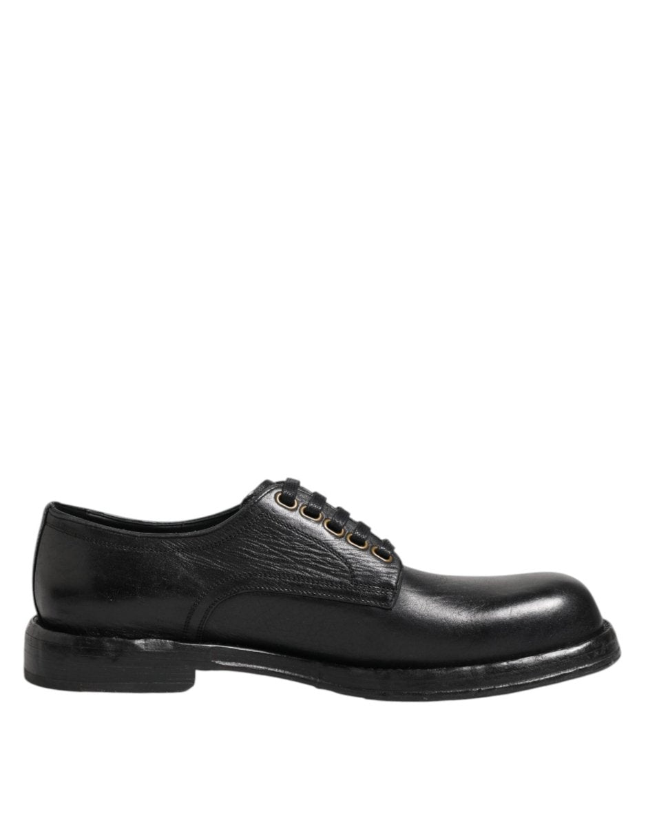 Dolce & Gabbana Black Leather Lace Up Derby Formal Shoes - The Gentlemen's Vault