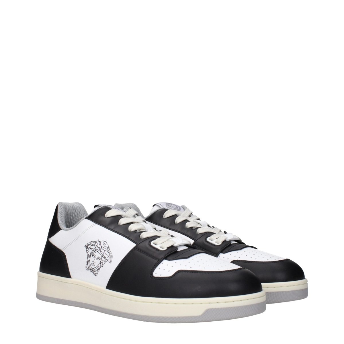 Versace White Leather Low Tops - The Gentlemen's Vault