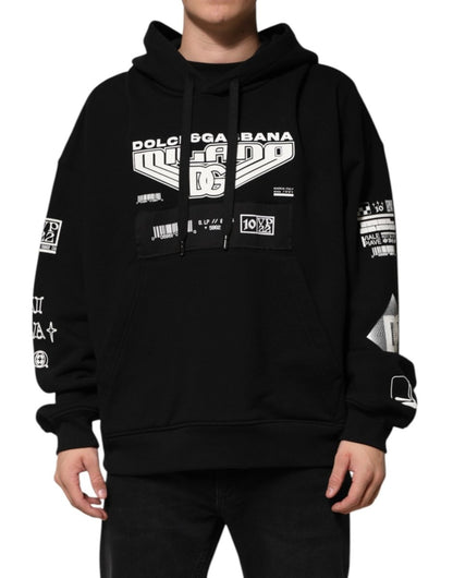 Dolce & Gabbana Black Cotton DG Milano Logo Print Hoodie Sweater - The Gentlemen's Vault