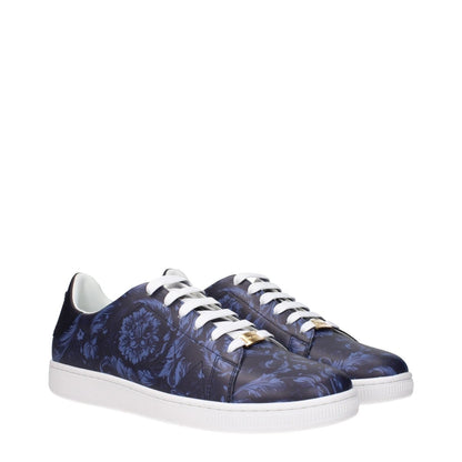 Versace Blue Leather Low Tops - The Gentlemen's Vault
