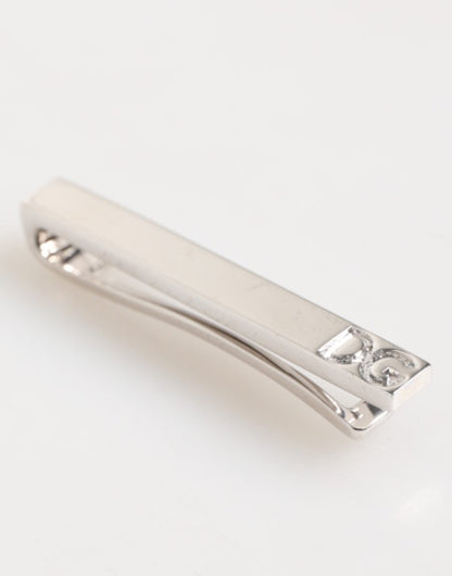 Dolce & Gabbana Silver Tone Brass Logo Branded Men Accessory Tie Clip Bar - The Gentlemen's Vault