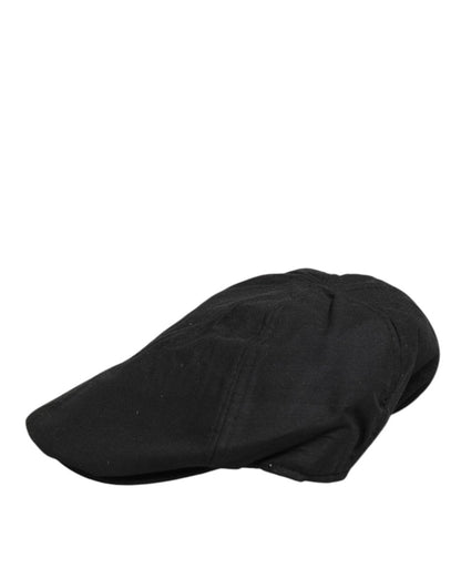 Dolce & Gabbana Black Cotton DG Logo Newsboy Cloth Capello Hat - The Gentlemen's Vault