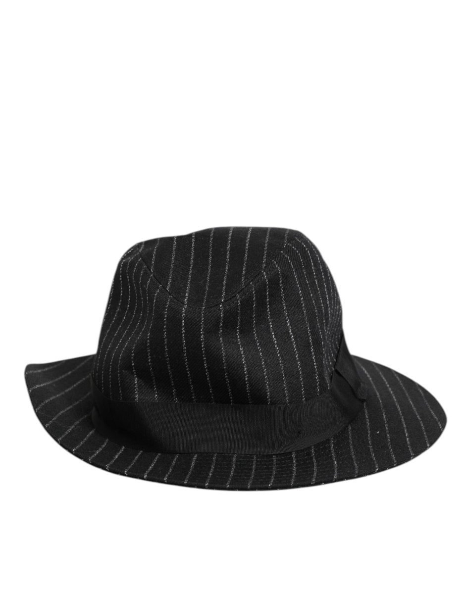 Dolce & Gabbana Black Striped Virgin Wool Men Fedora Capello Hat - The Gentlemen's Vault