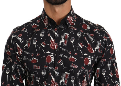 Dolce & Gabbana Black Musical Instrument Slim fit Shirt - The Gentlemen's Vault