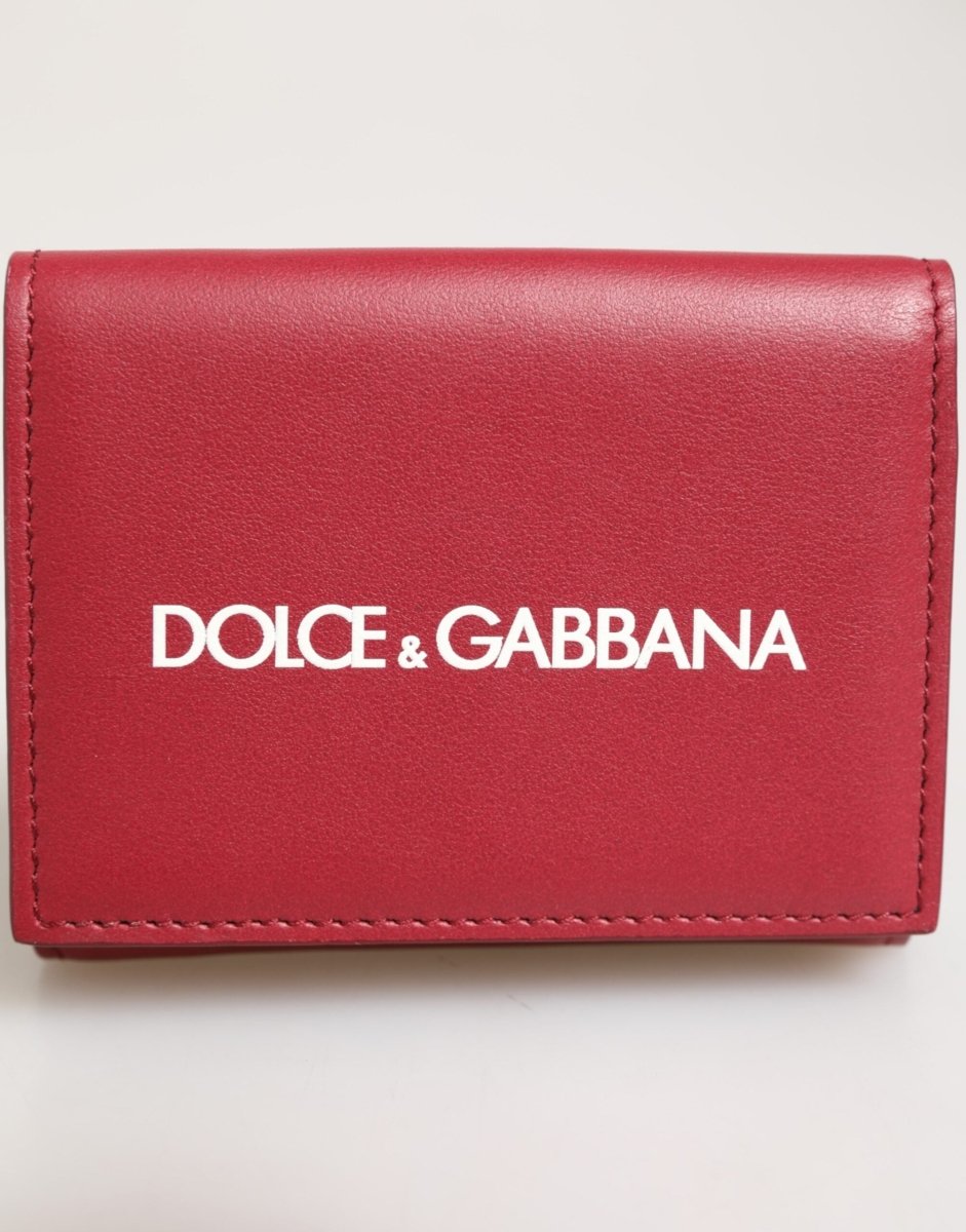 Dolce & Gabbana Red Leather Bold Logo Print Trifold Card Holder Wallet - The Gentlemen's Vault