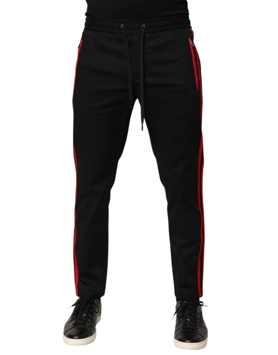 Dolce & Gabbana Red Stripe Cotton Logo Jogger Sweatpants Pants - The Gentlemen's Vault