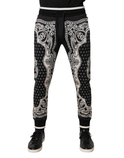 Dolce & Gabbana Black Cotton Bandana Jogger Sweatpants Pants - The Gentlemen's Vault