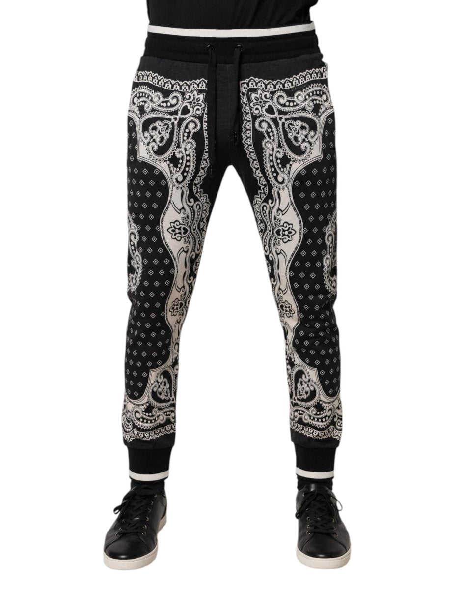Dolce & Gabbana Black Cotton Bandana Jogger Sweatpants Pants - The Gentlemen's Vault