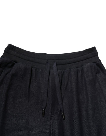 Dolce & Gabbana Black Cotton Blend Drawstring Jogger Jogger Pants - The Gentlemen's Vault