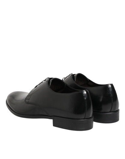 Dolce & Gabbana Black Calfskin Leather Derby Dress Shoes - The Gentlemen's Vault