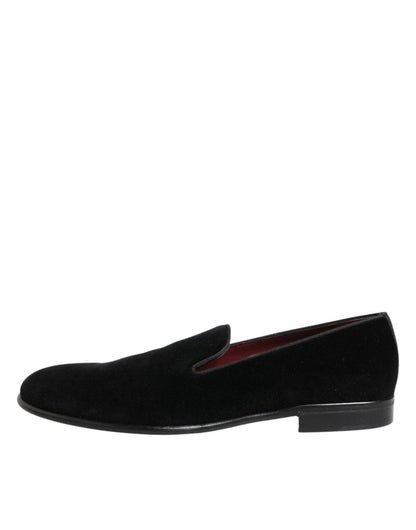 Dolce & Gabbana Black Leather Suede Slip On Loafer Dress Shoes - The Gentlemen's Vault