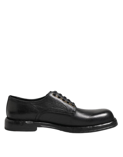 Dolce & Gabbana Black Leather Lace Up Derby Formal Shoes - The Gentlemen's Vault