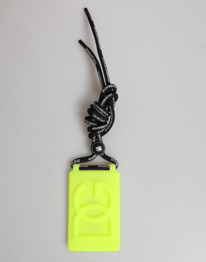 Dolce & Gabbana Yellow Green Rubber DG Embossed Adjustable Badge Holder - The Gentlemen's Vault