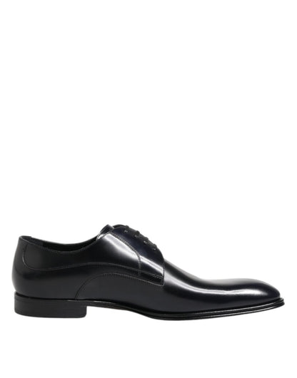 Dolce & Gabbana Navy Blue Leather Lace Up Derby Formal Shoes - The Gentlemen's Vault