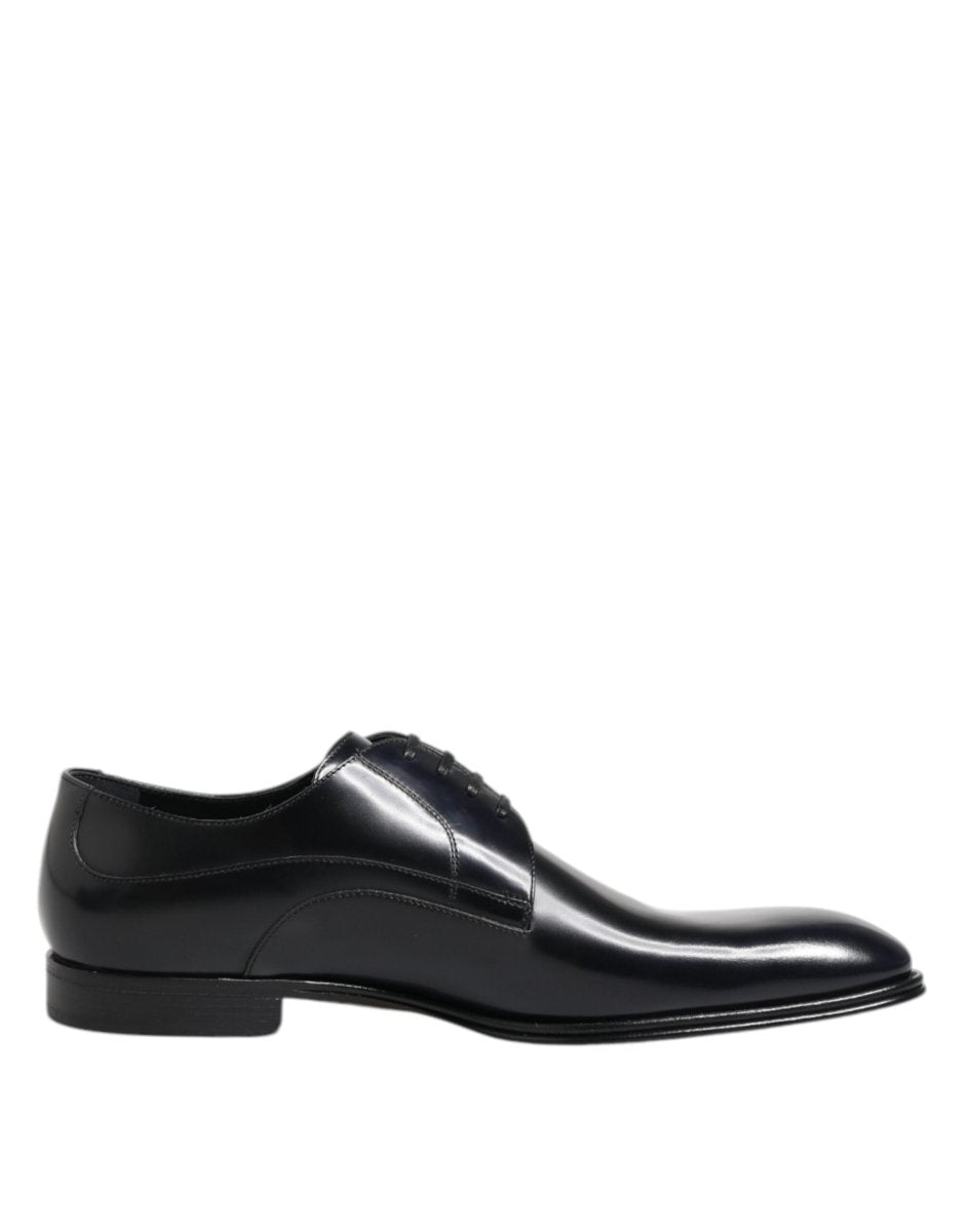Dolce & Gabbana Navy Blue Leather Lace Up Derby Formal Shoes - The Gentlemen's Vault