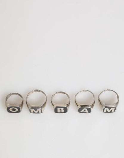 Dolce & Gabbana Silver Tone Brass Lettering Set 5 Pieces Adjustable Ring - The Gentlemen's Vault
