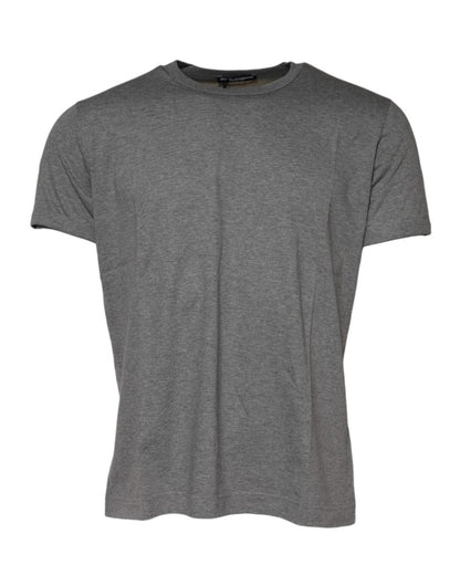 Dolce & Gabbana Gray Cotton Crew Neck Short Sleeves T-shirt - The Gentlemen's Vault