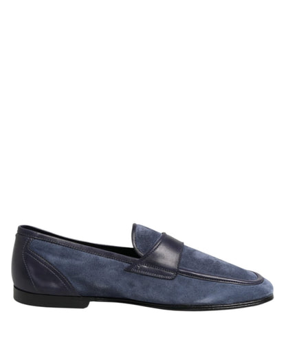 Dolce & Gabbana Blue Suede Leather Loafers Moccasin Shoes - The Gentlemen's Vault