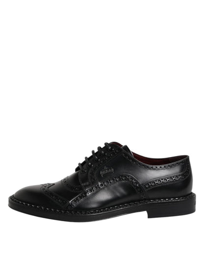 Dolce & Gabbana Black Leather Lace Up Men Derby Formal Shoes - The Gentlemen's Vault