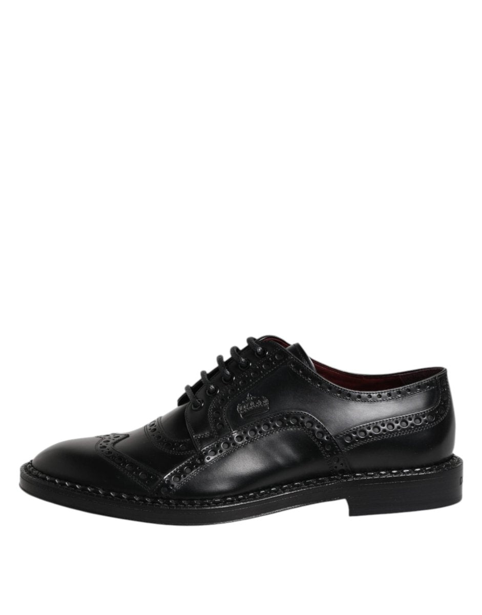 Dolce & Gabbana Black Leather Lace Up Men Derby Formal Shoes - The Gentlemen's Vault