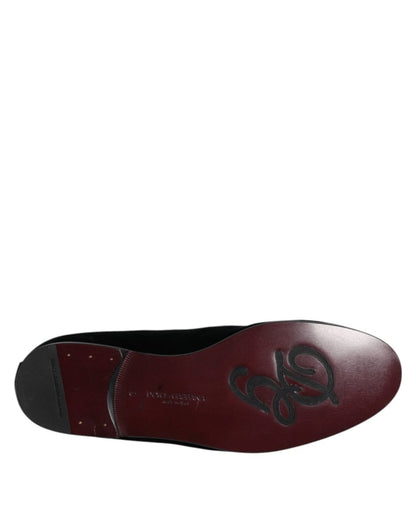 Dolce & Gabbana Black Suede Cross Slip On Loafers Dress Shoes - The Gentlemen's Vault