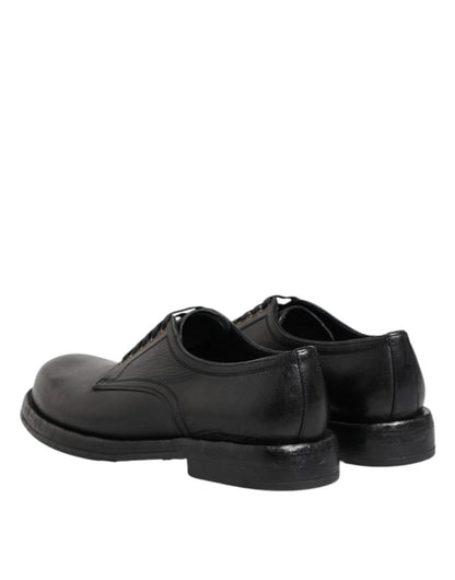 Dolce & Gabbana Black Leather Lace Up Derby Formal Shoes - The Gentlemen's Vault