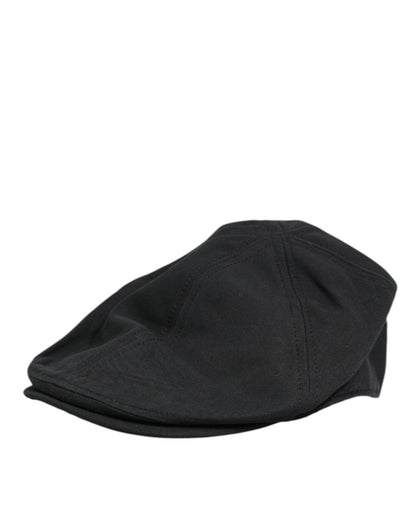 Dolce & Gabbana Black Cotton Blend Newsboy Men Cloth Cap Hat - The Gentlemen's Vault