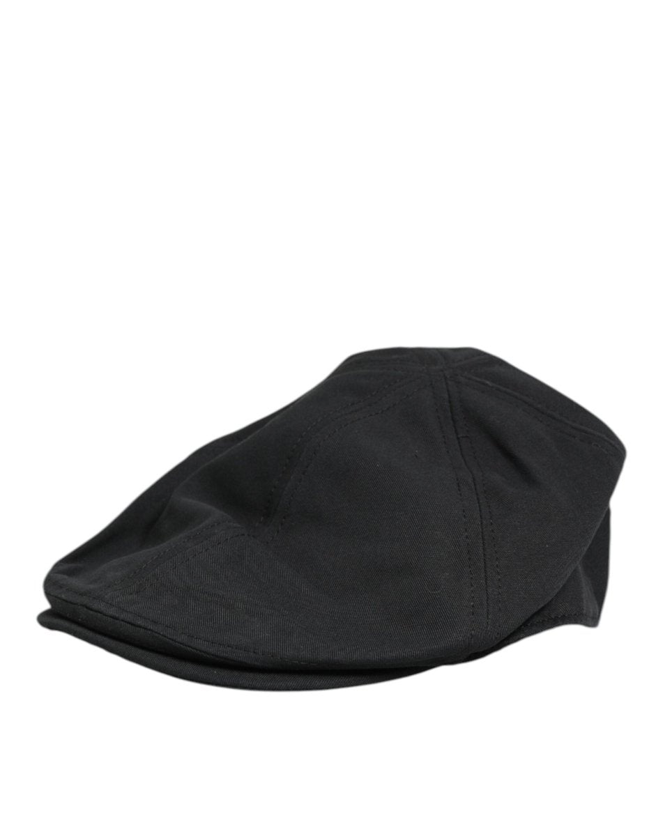 Dolce & Gabbana Black Cotton Blend Newsboy Men Cloth Cap Hat - The Gentlemen's Vault