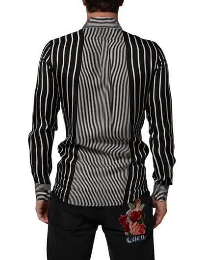 Dolce & Gabbana Black White Stripes Men MARTINI Dress Shirt - The Gentlemen's Vault