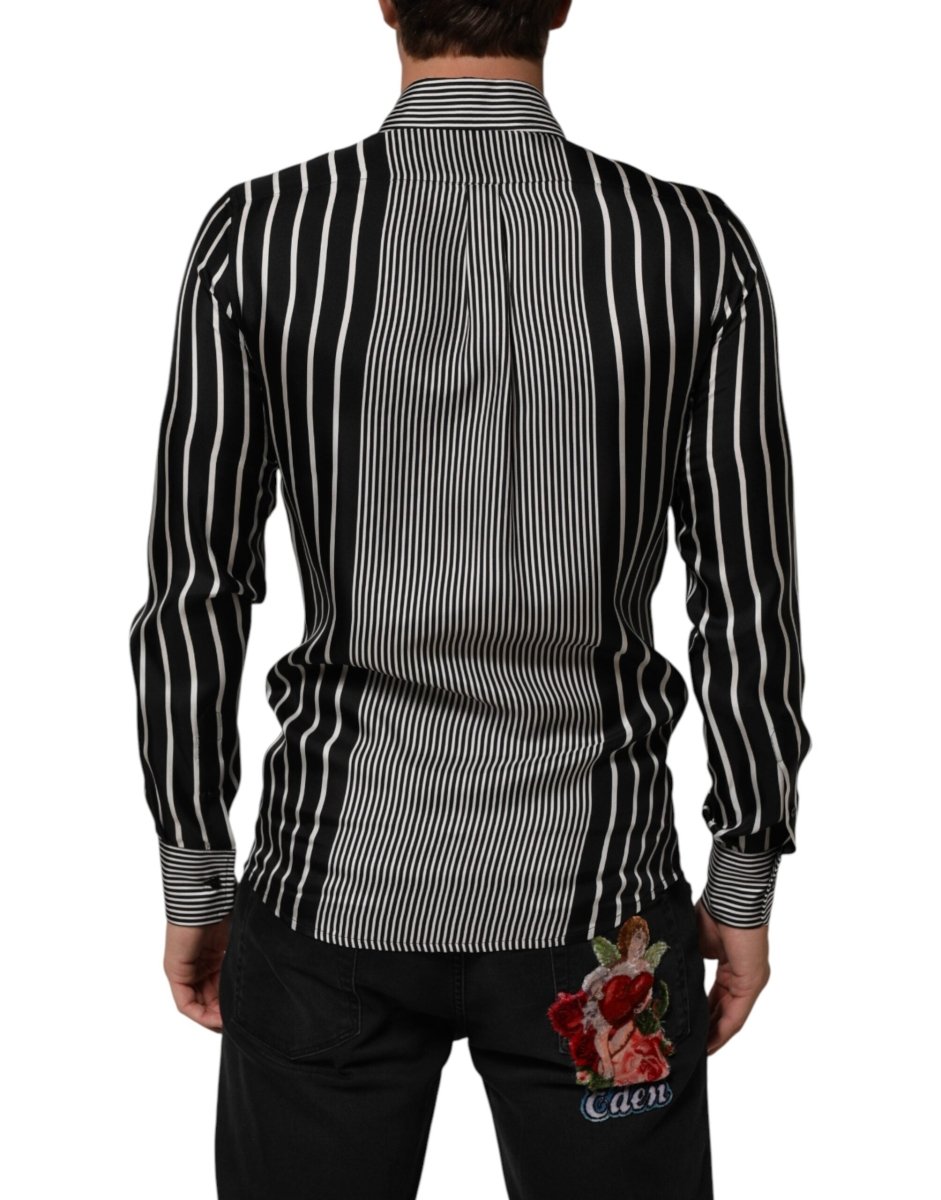 Dolce & Gabbana Black White Stripes Men MARTINI Dress Shirt - The Gentlemen's Vault