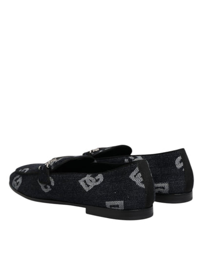Dolce & Gabbana Blue Logo Cotton Loafers Formal Dress Shoes - The Gentlemen's Vault