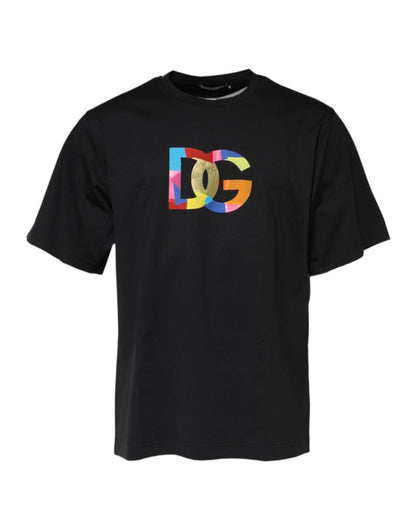 Dolce & Gabbana Black DG Logo Print Cotton Crew Neck T-shirt - The Gentlemen's Vault