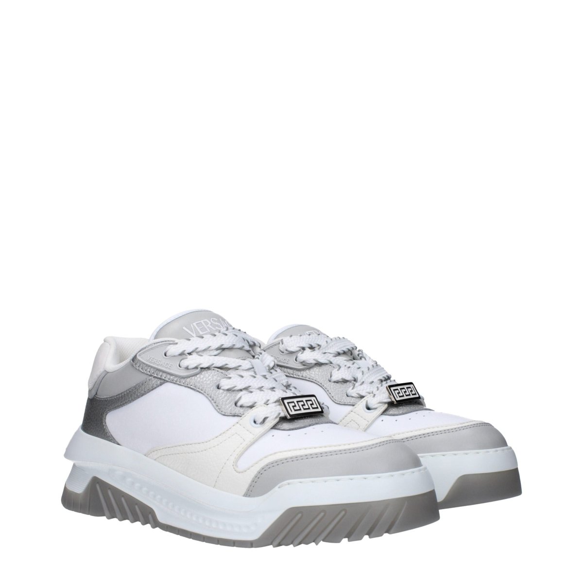 Versace White Leather Chunky Sneakers - The Gentlemen's Vault
