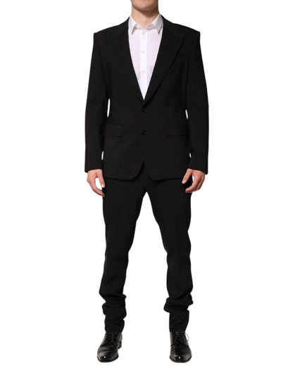 Dolce & Gabbana Black Cotton Single Breasted 2 Piece Suit - The Gentlemen's Vault