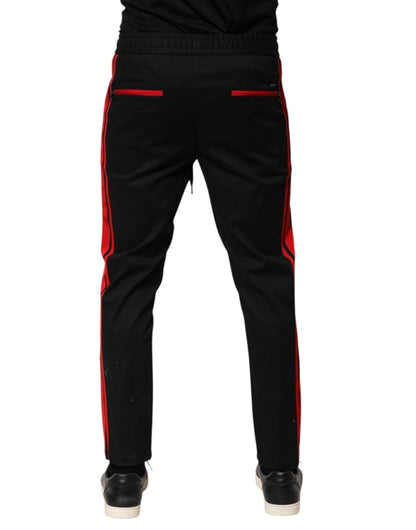 Dolce & Gabbana Red Stripe Cotton Logo Jogger Sweatpants Pants - The Gentlemen's Vault