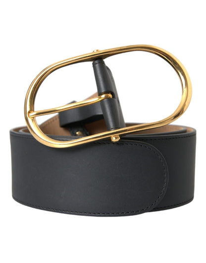 Dolce & Gabbana Black Leather Classic Metal Oval Buckle Belt - The Gentlemen's Vault