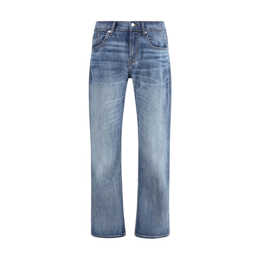 7FOR Blue Cotton Straight - Leg Jeans - The Gentlemen's Vault