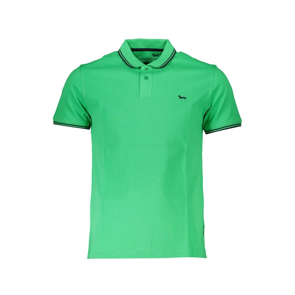 Harmont & Blaine Chic Green Cotton Polo with Contrast Detailing - The Gentlemen's Vault