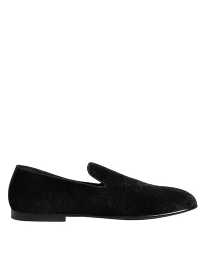 Dolce & Gabbana Black Jacquard Loafers Formal Men Dress Shoes - The Gentlemen's Vault