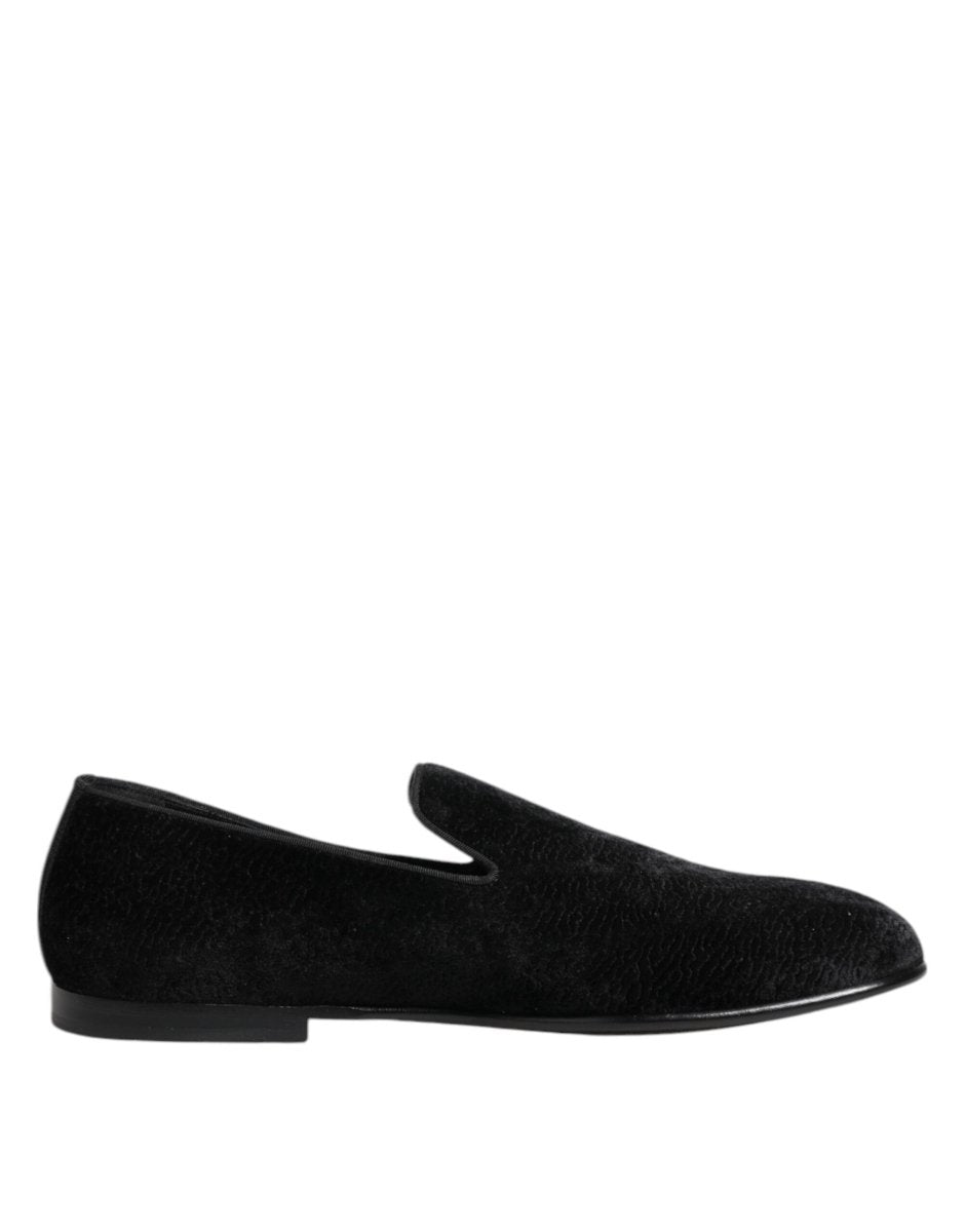 Dolce & Gabbana Black Jacquard Loafers Formal Men Dress Shoes - The Gentlemen's Vault